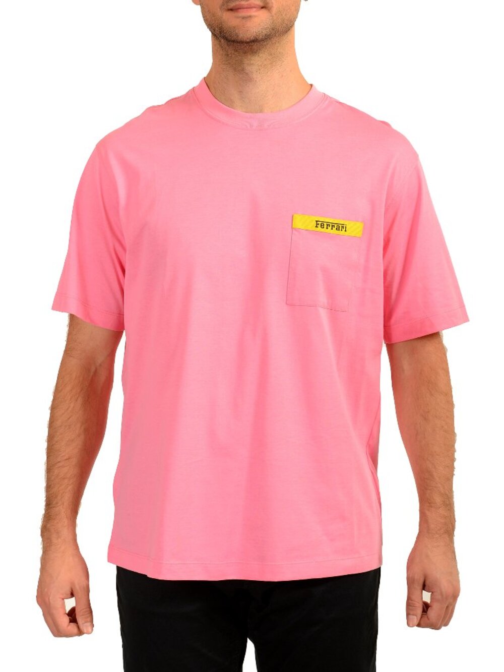 Scuderia Ferrari Men's Pink Short Sleeve Logo Pocket T-Shirt US XL IT 54